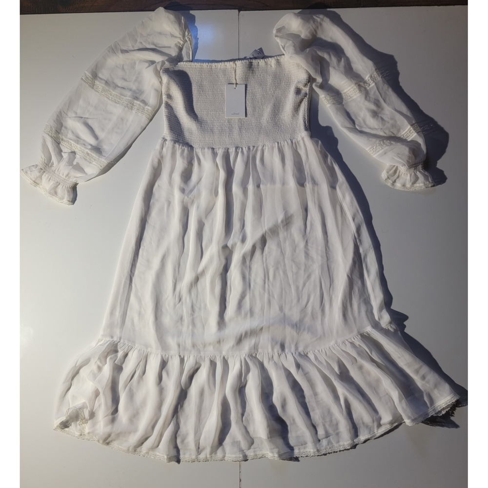 Wilfred Aritzia Tempest Linen‎ Dress Natural Ecru Women's Size L Ruffle Mini